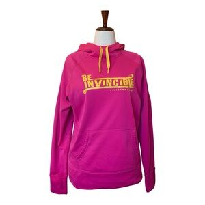 Nike Women's Pink/Yellow Hoodie Live Strong/ Invincible Thermal Fit Hoodie Sz XL